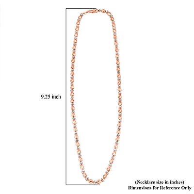 Italian 14K RG Over Sterling Silver Moon-cut Beaded Chain Necklace (20 Inches) (16.17 Grams)
