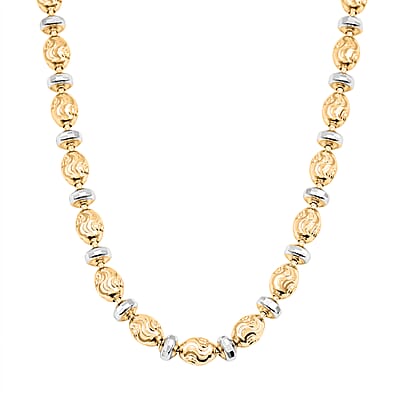 Italian 14K YG Over and Sterling Silver Moon-cut Beaded Chain Necklace (20 Inches) (16.39 Grams)