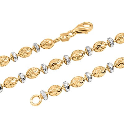 Italian 14K YG Over and Sterling Silver Moon-cut Beaded Chain Necklace (20 Inches) (16.39 Grams)