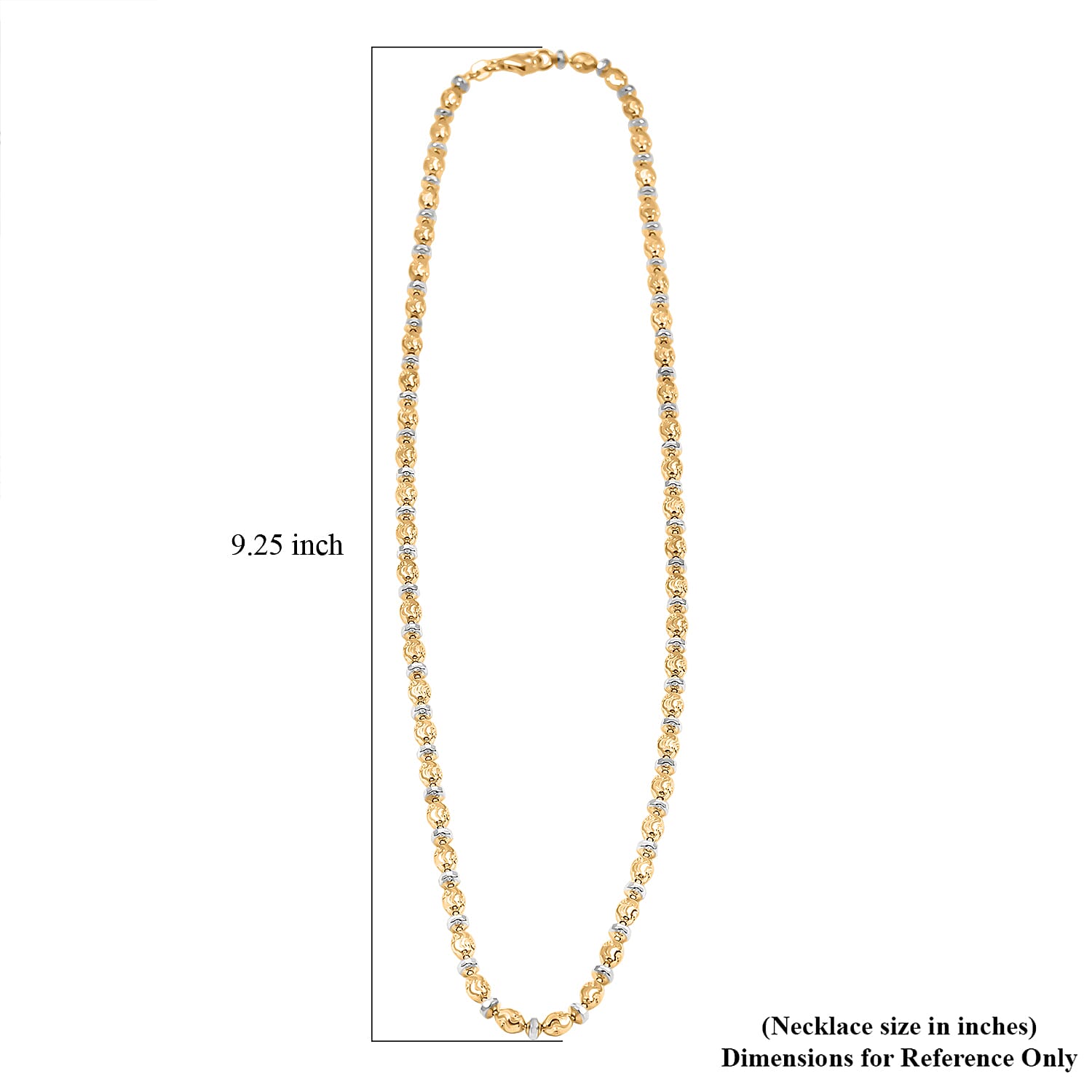 Italian 14K YG Over and Sterling Silver Moon-cut Beaded Chain Necklace (20 Inches) (16.39 Grams)