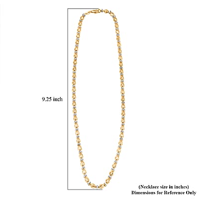 Italian 14K YG Over and Sterling Silver Moon-cut Beaded Chain Necklace (20 Inches) (16.39 Grams)