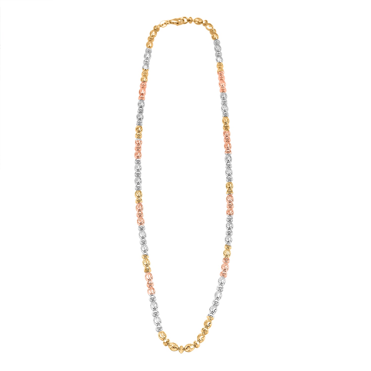 Italian 14K YRG Over and Sterling Silver Moon-cut Beaded Chain Necklace (20 Inches) (15.86 Grams)