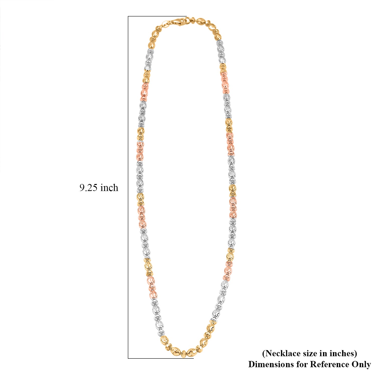 Italian 14K YRG Over and Sterling Silver Moon-cut Beaded Chain Necklace (20 Inches) (15.86 Grams)