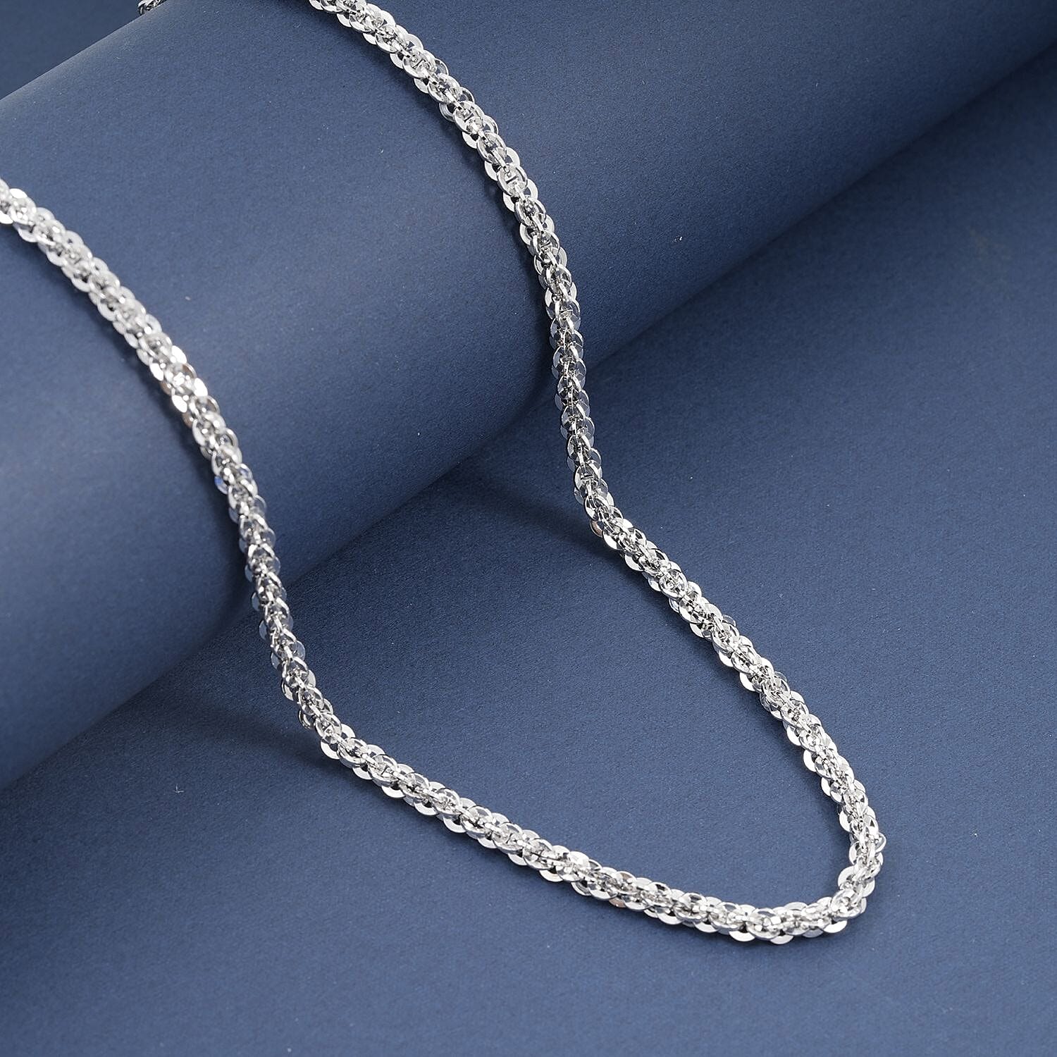 Italian Rhodium Over Sterling Silver Vortex Chain Necklace (20 Inches) (17.88 g)