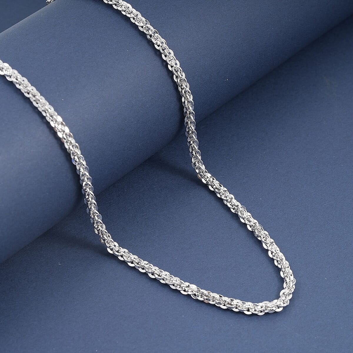 Italian Vortex Chain Necklace in Rhodium Over Sterling Silver 17.88 Grams 20 Inches image number 1