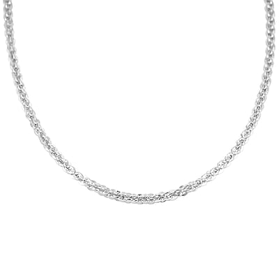 Italian Rhodium Over Sterling Silver Vortex Chain Necklace (20 Inches) (17.88 g)
