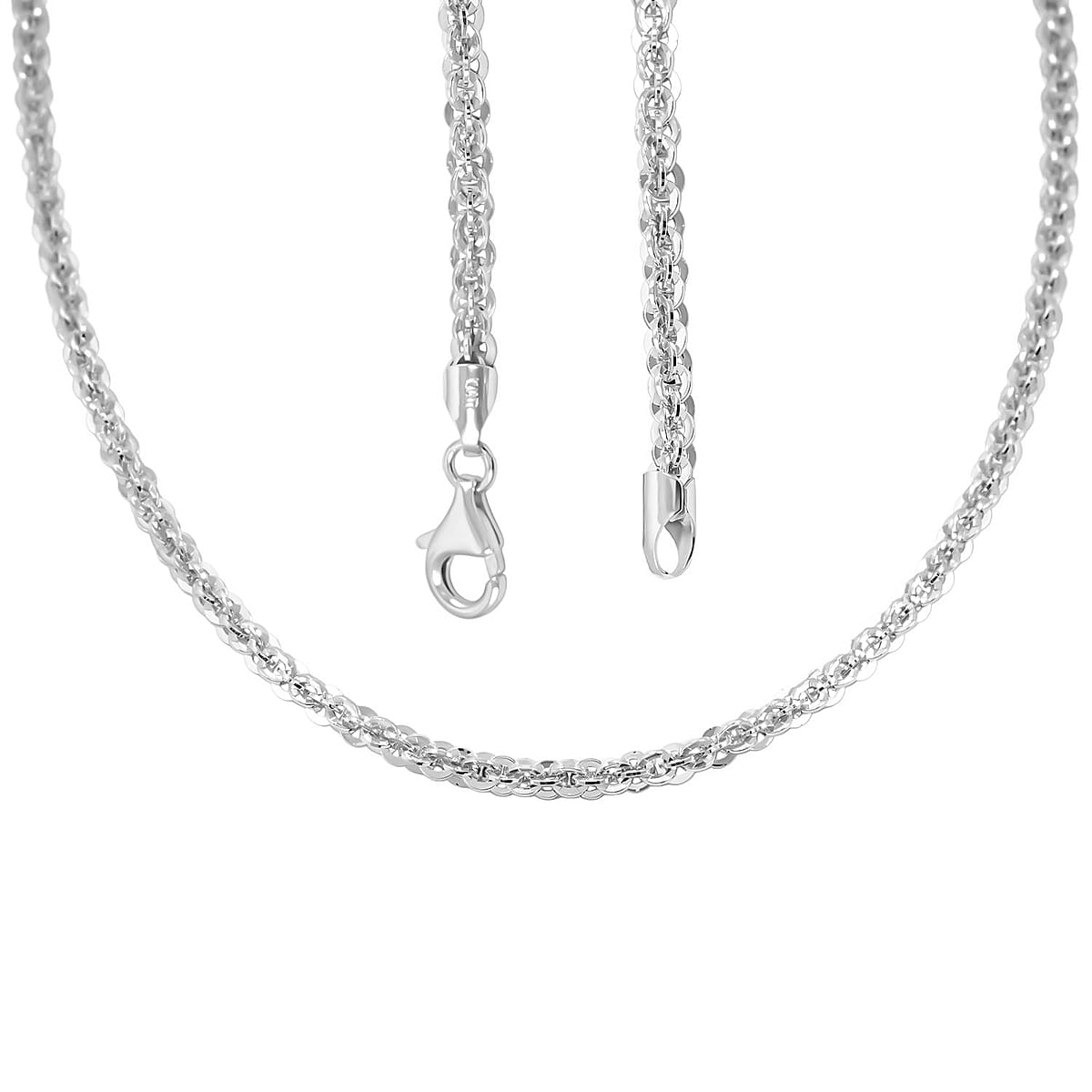 Italian Vortex Chain Necklace in Rhodium Over Sterling Silver 17.88 Grams 20 Inches image number 3