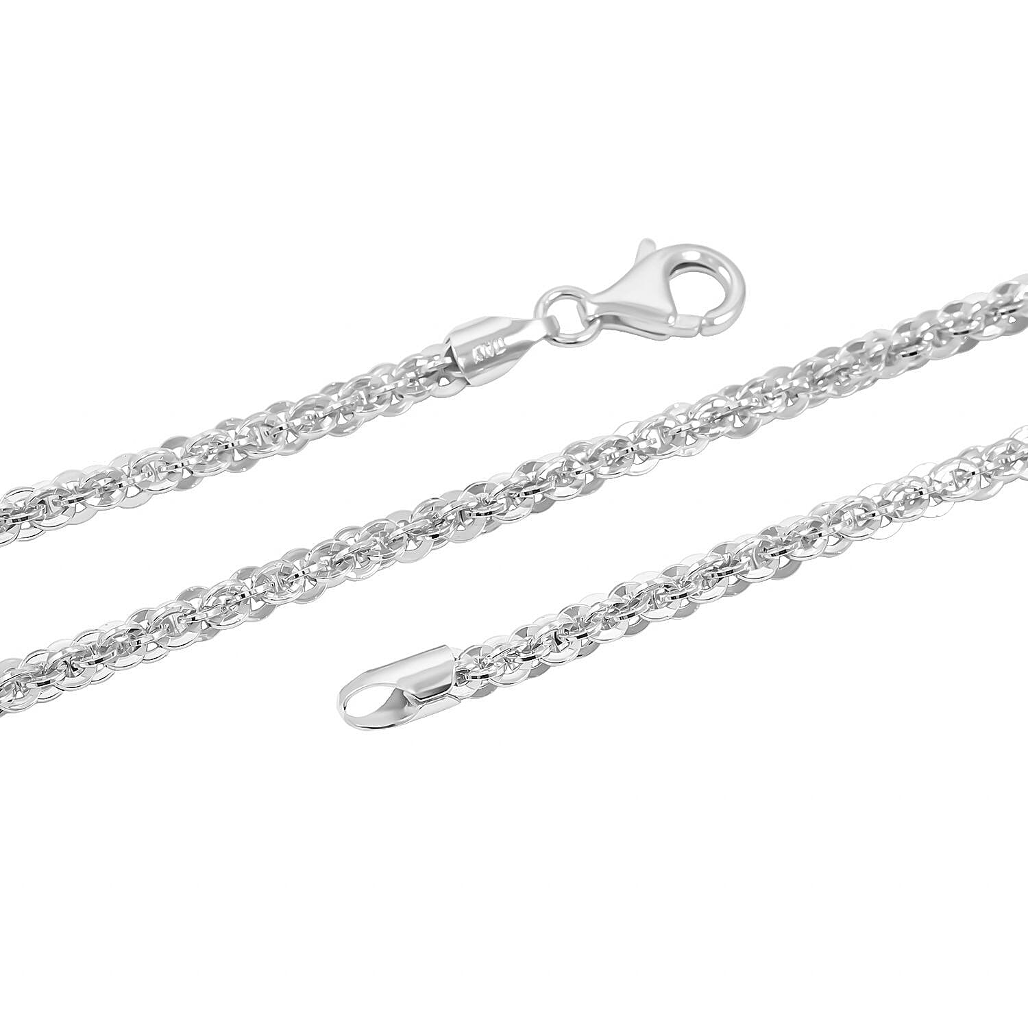 Italian Rhodium Over Sterling Silver Vortex Chain Necklace (20 Inches) (17.88 g)