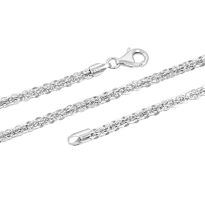 Italian Rhodium Over Sterling Silver Vortex Chain Necklace (20 Inches) (17.88 g)