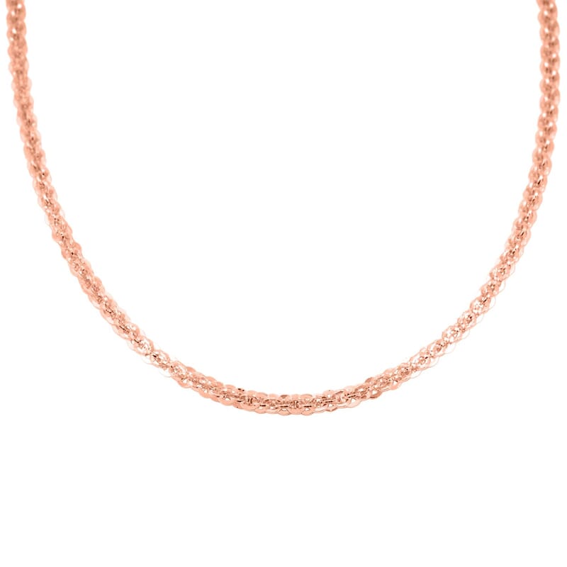 Italian Chain Necklace in 14K Rose Gold Over Sterling Silver 17.92 Grams 20 Inches
