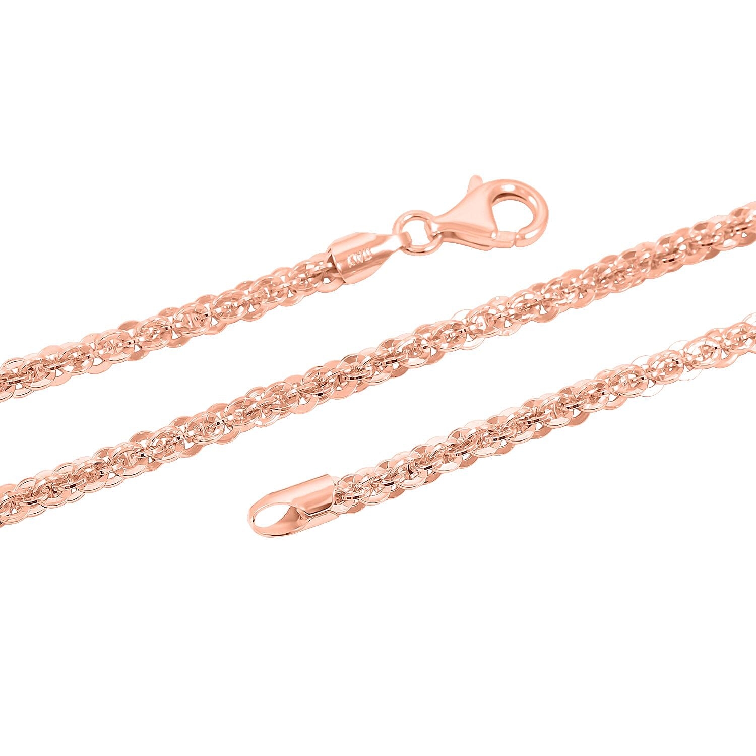 Italian Chain Necklace in 14K Rose Gold Over Sterling Silver 17.92 Grams 20 Inches