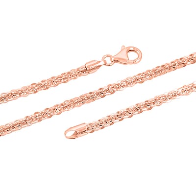 Italian Chain Necklace in 14K Rose Gold Over Sterling Silver 17.92 Grams 20 Inches