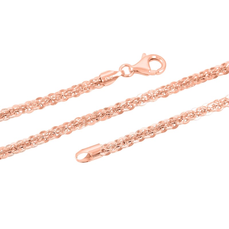 Italian Chain Necklace in 14K Rose Gold Over Sterling Silver 17.92 Grams 20 Inches