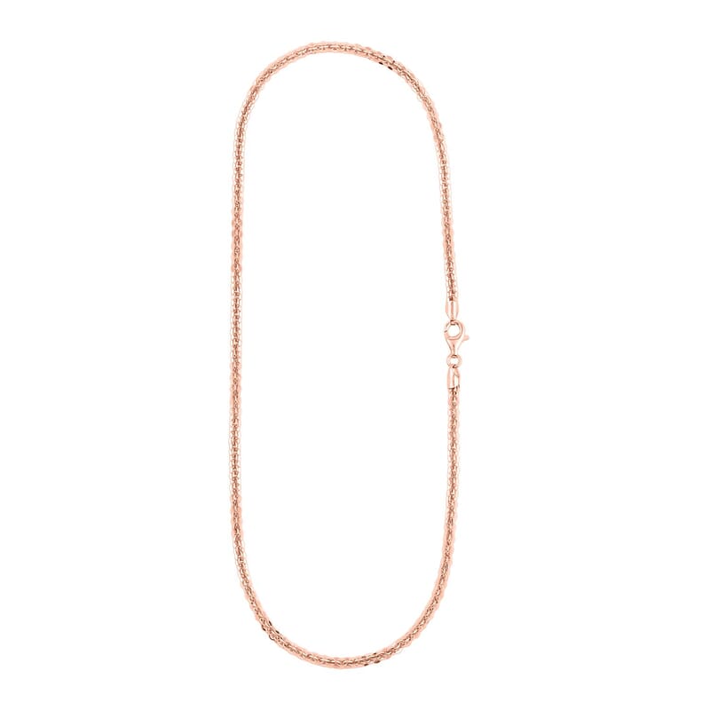 Italian Chain Necklace in 14K Rose Gold Over Sterling Silver 17.92 Grams 20 Inches
