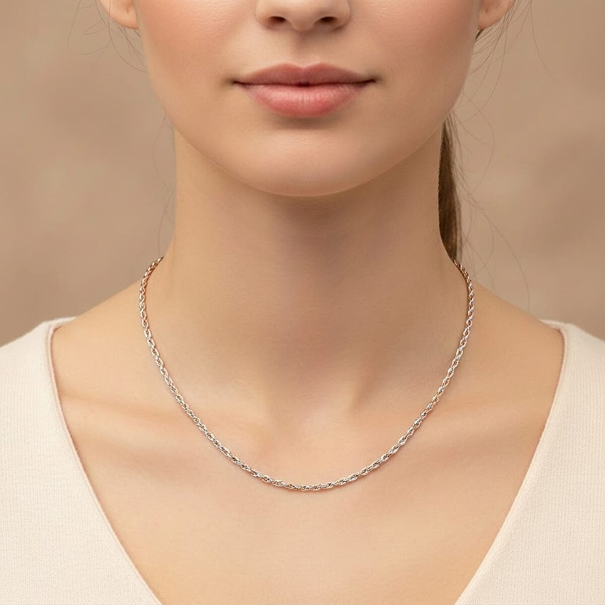 Italian Chain Necklace in 14K RG Over and Sterling Silver 8.84 Grams 20 Inches image number 2
