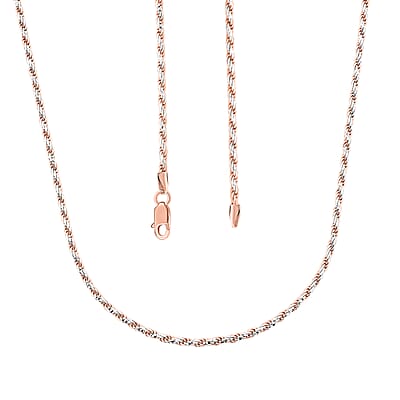 Italian Rope Chain Necklace in 14K RG Over and Sterling Silver 8.84 Grams 20 Inches