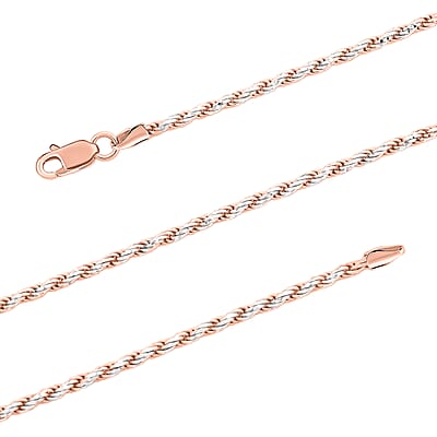 Italian Rope Chain Necklace in 14K RG Over and Sterling Silver 8.84 Grams 20 Inches