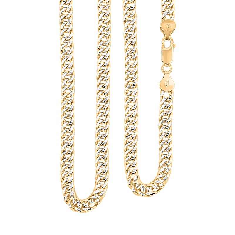 Italian Curb Chain Necklace in 14K YG Over and Sterling Silver 34.3 Grams 22 Inches