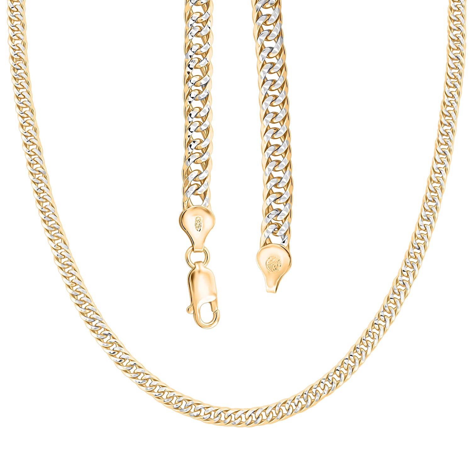 Italian Curb Chain Necklace in 14K YG Over and Sterling Silver 34.3 Grams 22 Inches