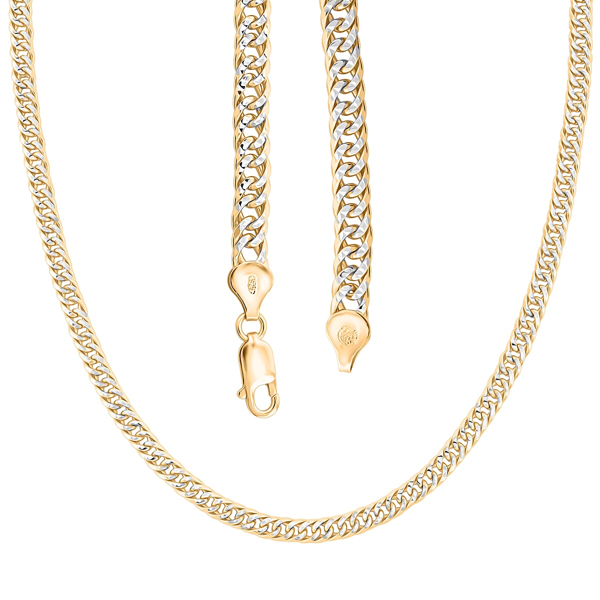 Italian Curb Chain Necklace in 14K YG Over and Sterling Silver 34.3 Grams 22 Inches image number 4