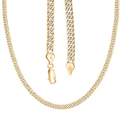 Italian Curb Chain Necklace in 14K YG Over and Sterling Silver 34.3 Grams 22 Inches