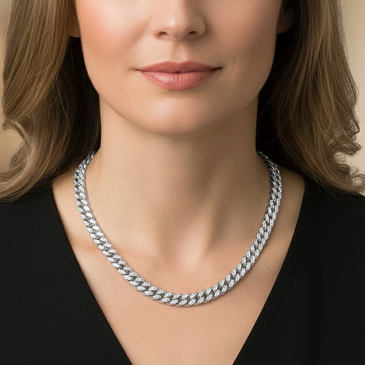 Italian Cuban Chain Necklace in Rhodium Over Sterling Silver 39.87 Grams 22 Inches image number 2