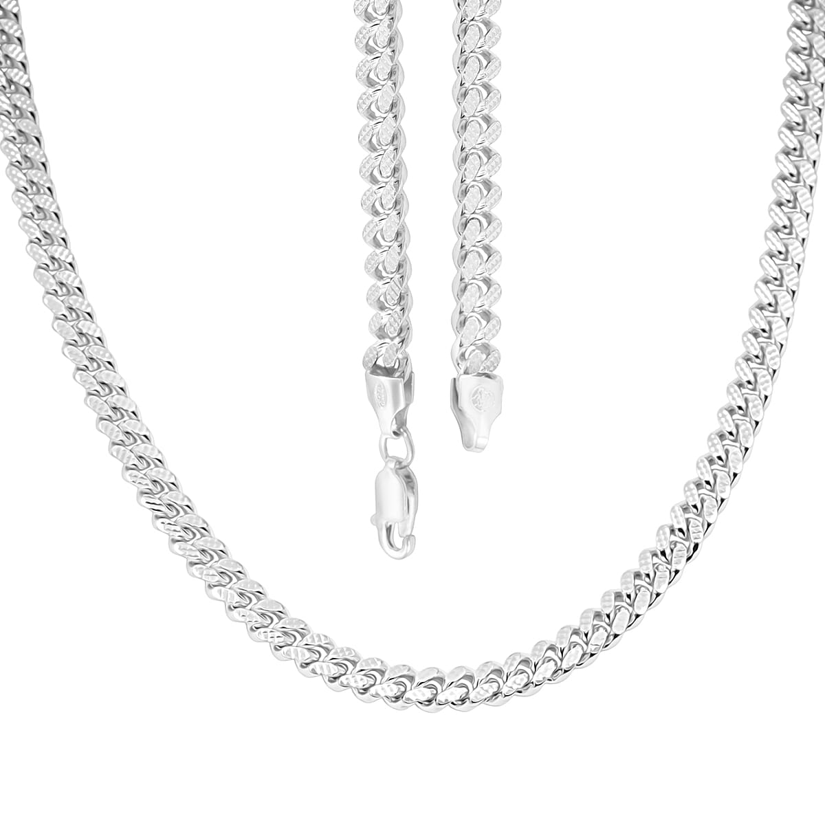 Italian Cuban Chain Necklace in Rhodium Over Sterling Silver 39.87 Grams 22 Inches image number 4