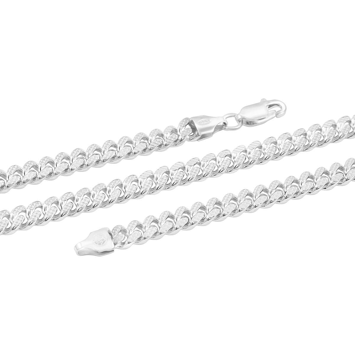 Italian Cuban Chain Necklace in Rhodium Over Sterling Silver 39.87 Grams 22 Inches image number 5