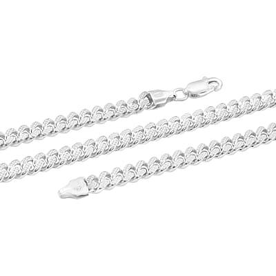 Italian Cuban Chain Necklace in Rhodium Over Sterling Silver 39.87 Grams 22 Inches
