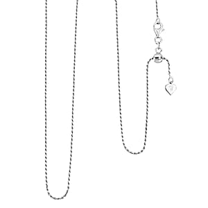 Italian Rope Chain Necklace in Rhodium Over Sterling Silver 3.50 Grams 22 Inches