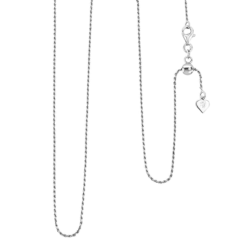 Italian Rope Chain Necklace in Rhodium Over Sterling Silver 3.50 Grams 22 Inches