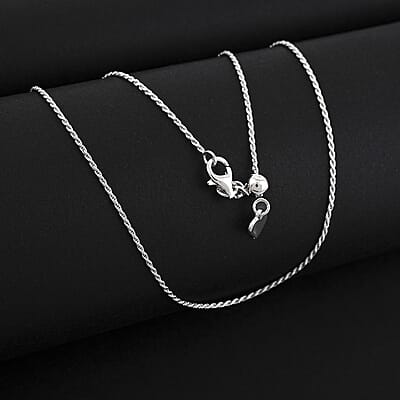 Italian Rope Chain Necklace in Rhodium Over Sterling Silver 3.50 Grams 22 Inches