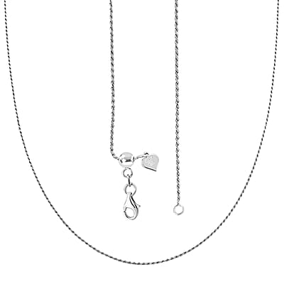 Italian Rope Chain Necklace in Rhodium Over Sterling Silver 3.50 Grams 22 Inches