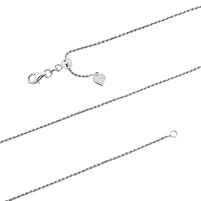Italian Rope Chain Necklace in Rhodium Over Sterling Silver 3.50 Grams 22 Inches