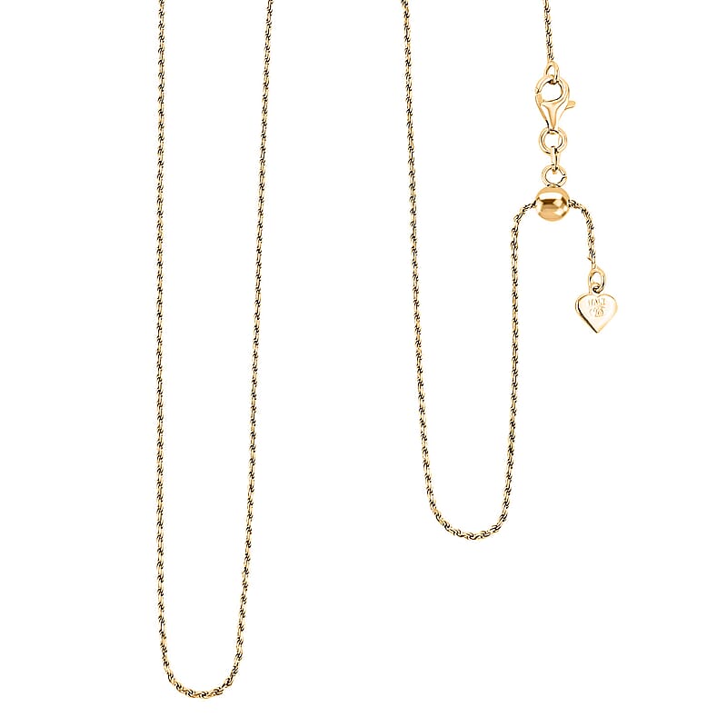 Italian Rope Chain Necklace in 14K Yellow Gold Over Sterling Silver 3.51 Grams 22 Inches