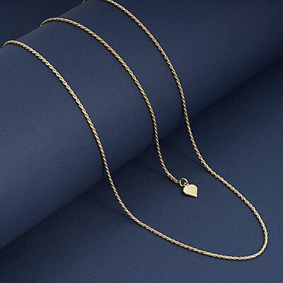 Italian Rope Chain Necklace in 14K Yellow Gold Over Sterling Silver 3.51 Grams 22 Inches