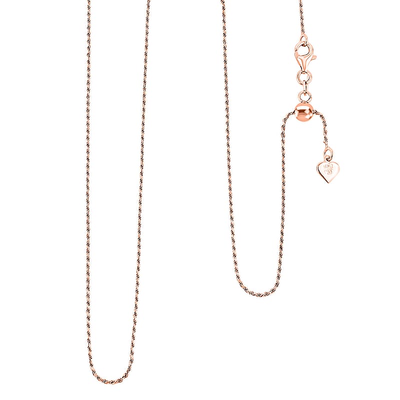 Italian Rope Chain Necklace in 14K Rose Gold Over Sterling Silver 3.53 Grams 22 Inches