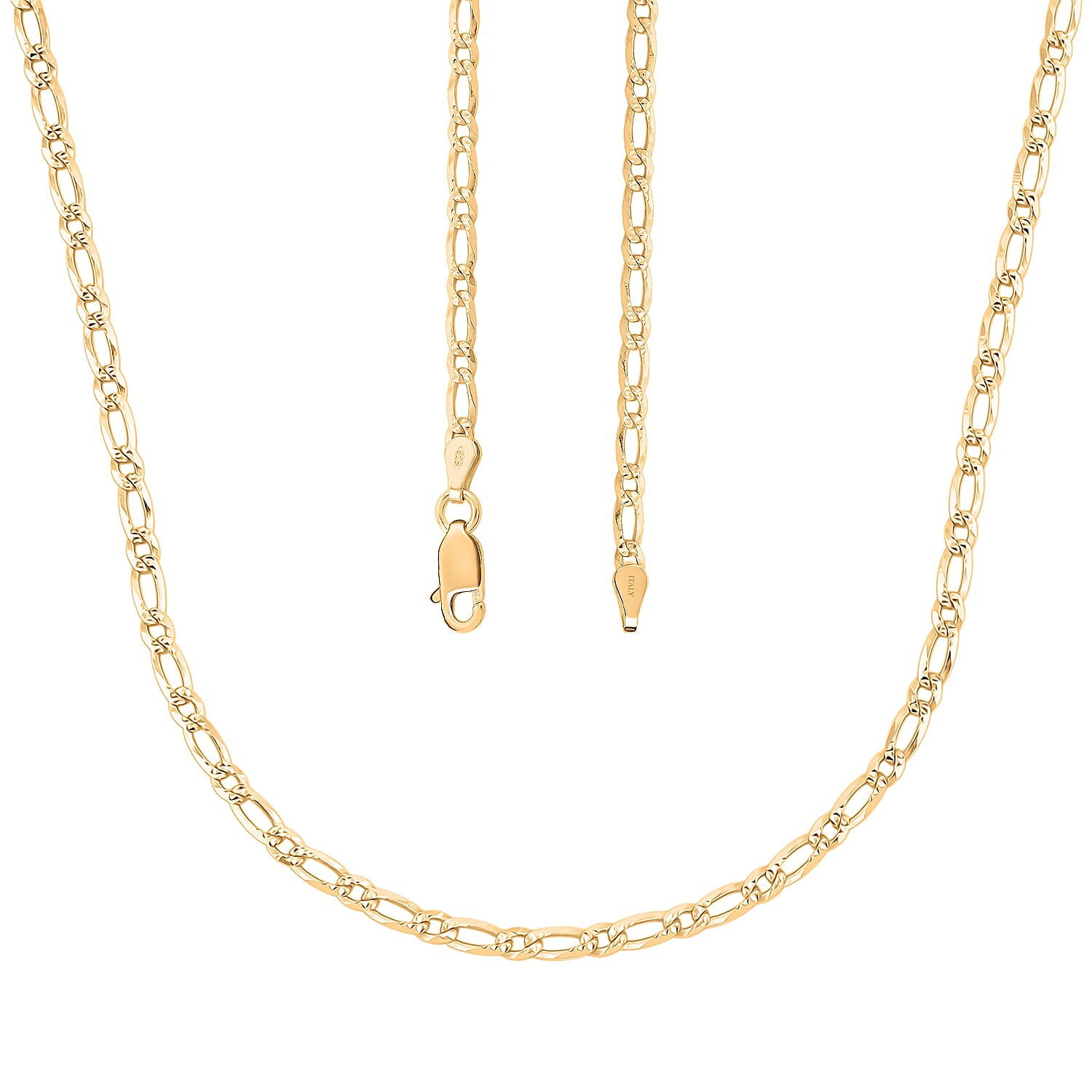 Italian Cuban Link Chain Necklace in 14K Yellow Gold Over Sterling Silver 5.70 Grams 24 Inches