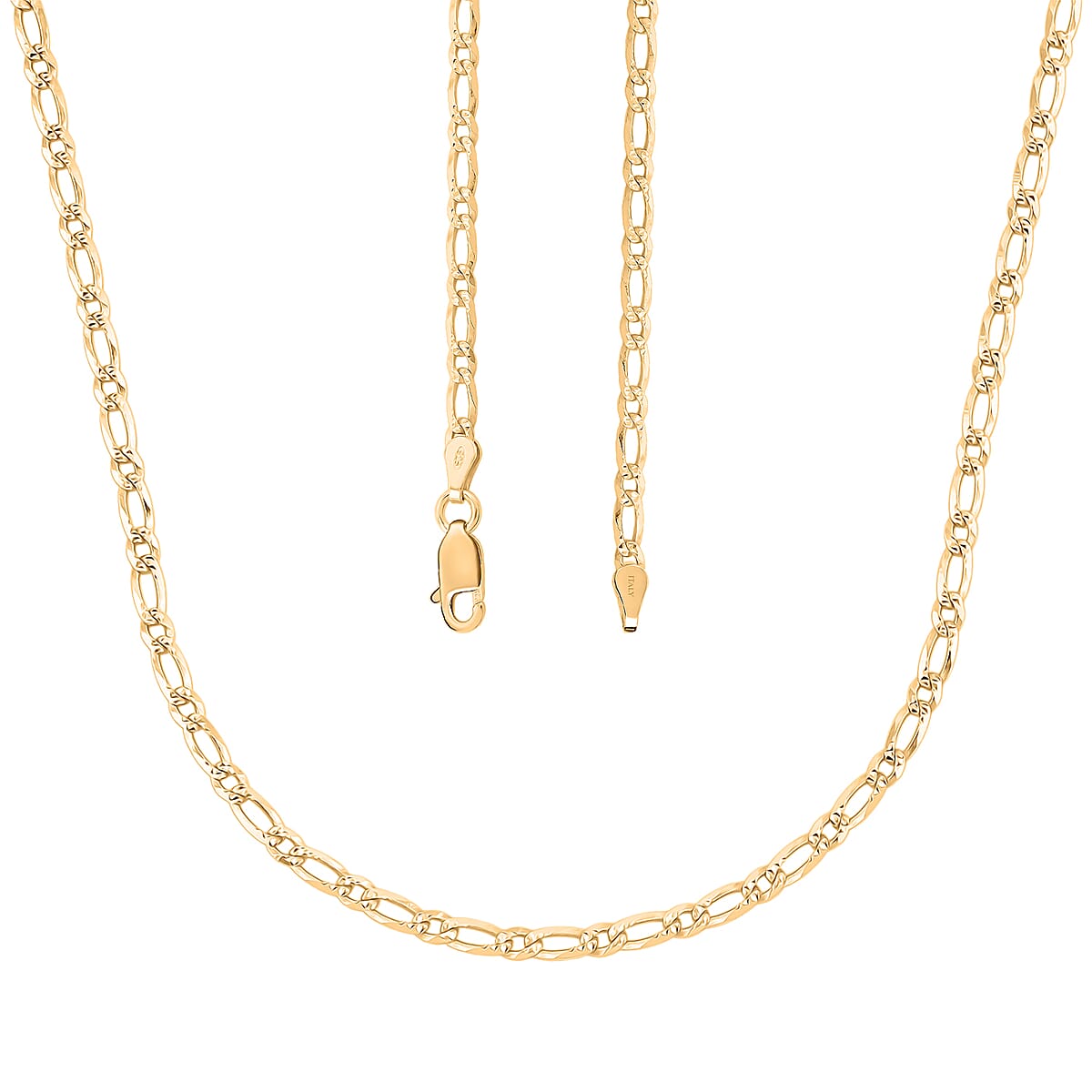 Italian Chain Necklace in 14K Yellow Gold Over Sterling Silver 5.70 Grams 24 Inches image number 4