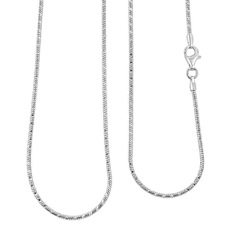 Italian Snake Chain Necklace in Rhodium Over Sterling Silver 9.74 Grams 24 Inches