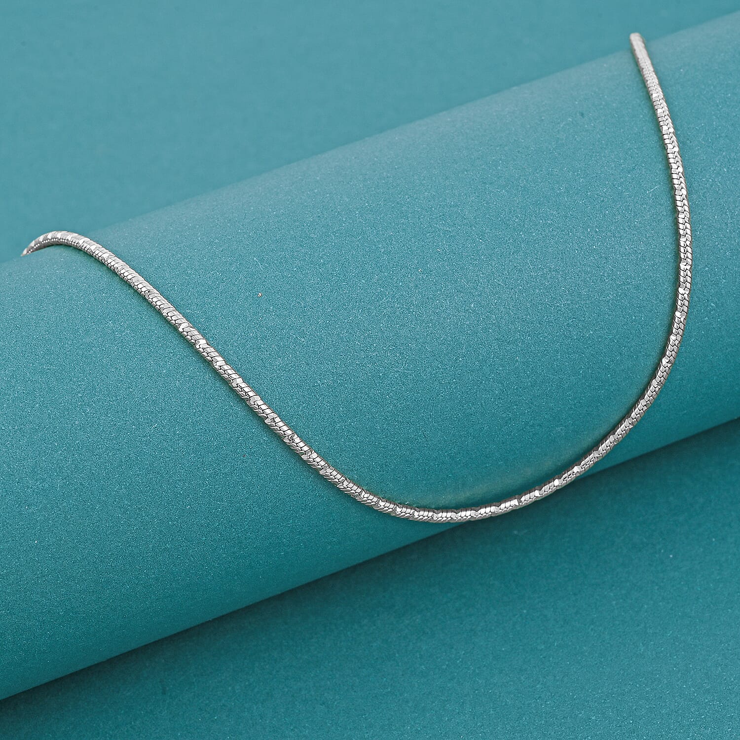Italian Snake Chain Necklace in Rhodium Over Sterling Silver 9.74 Grams 24 Inches
