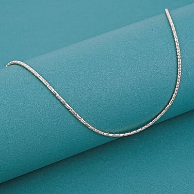 Italian Snake Chain Necklace in Rhodium Over Sterling Silver 9.74 Grams 24 Inches