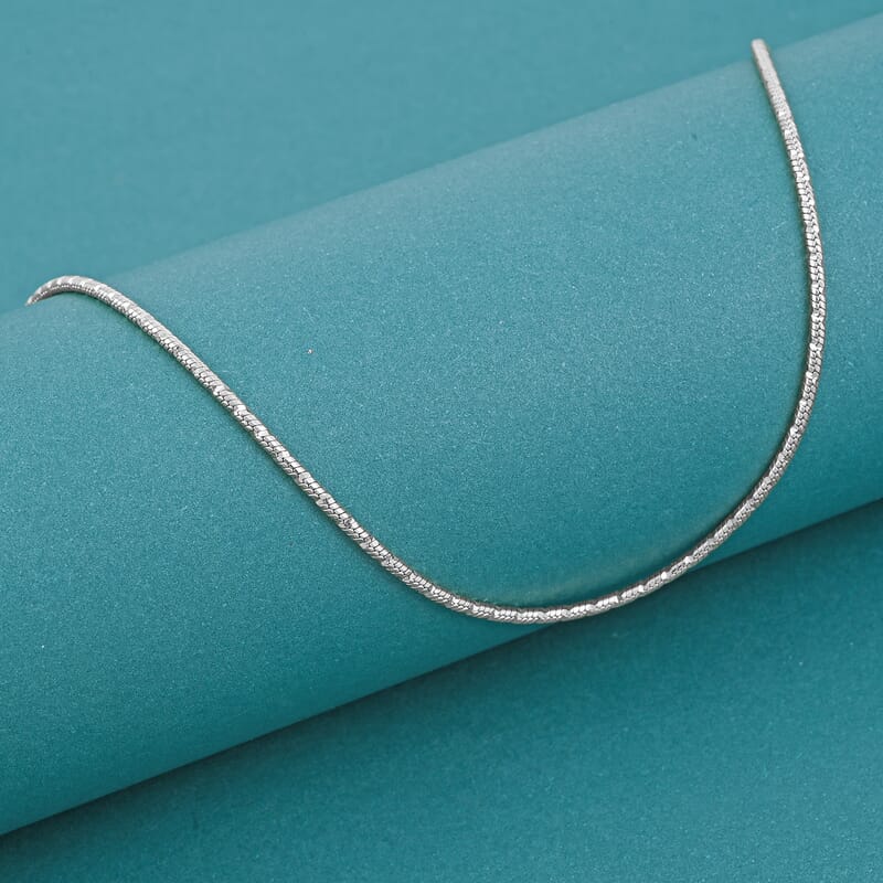 Italian Snake Chain Necklace in Rhodium Over Sterling Silver 9.74 Grams 24 Inches