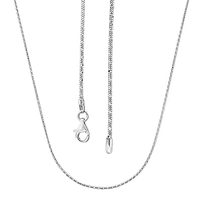 Italian Snake Chain Necklace in Rhodium Over Sterling Silver 9.74 Grams 24 Inches