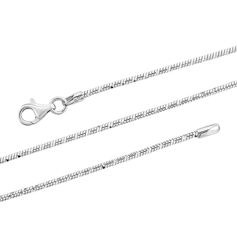 Italian Snake Chain Necklace in Rhodium Over Sterling Silver 9.74 Grams 24 Inches