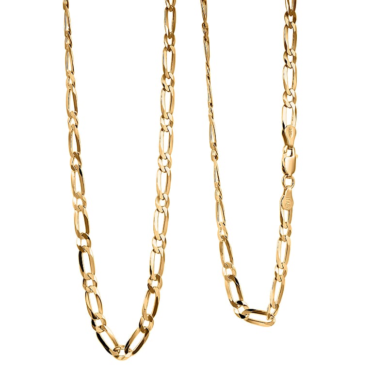 Italian Link Chain Necklace in 14K Yellow Gold Over Sterling Silver 11.30 Grams 24 Inches