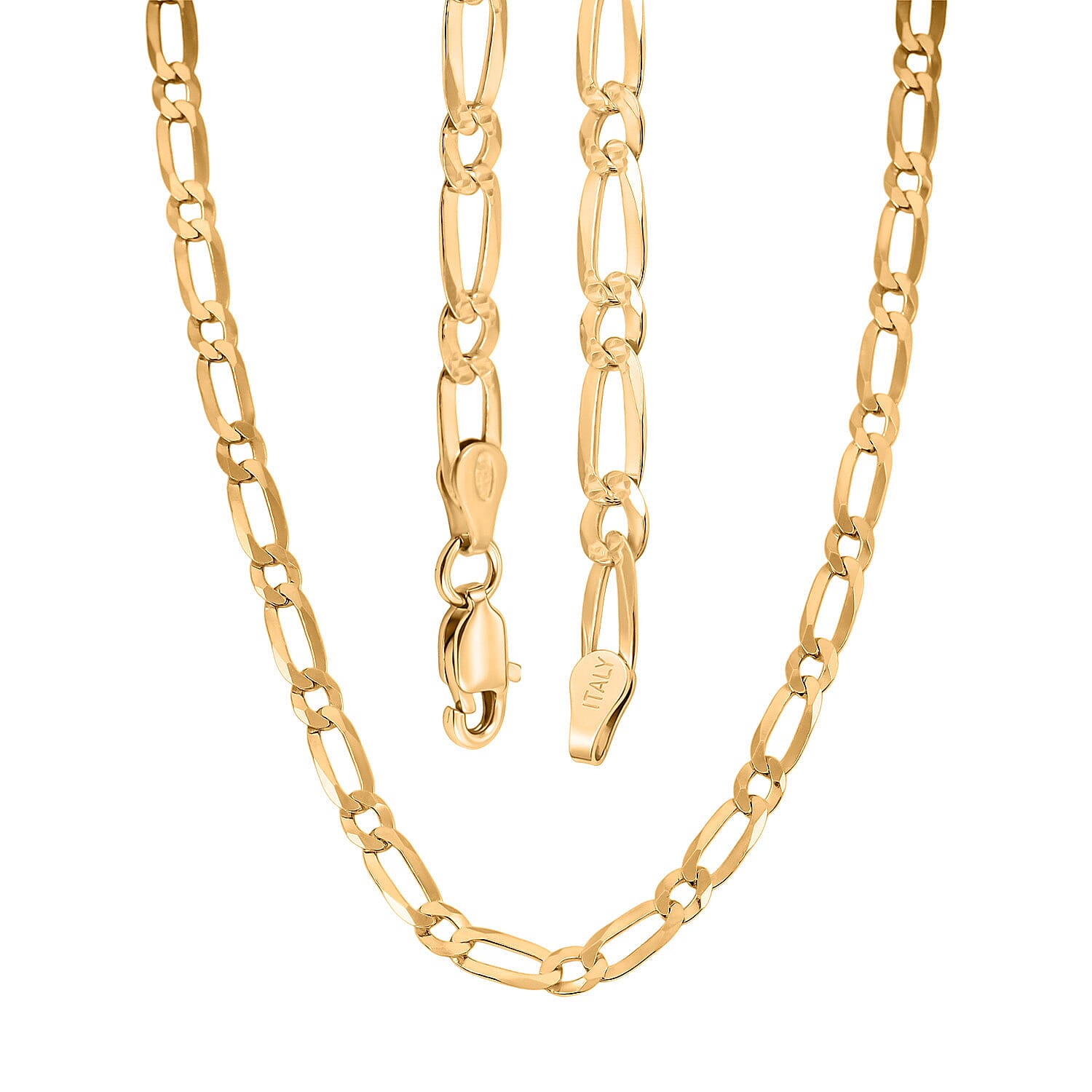 Italian Link Chain Necklace in 14K Yellow Gold Over Sterling Silver 11.30 Grams 24 Inches