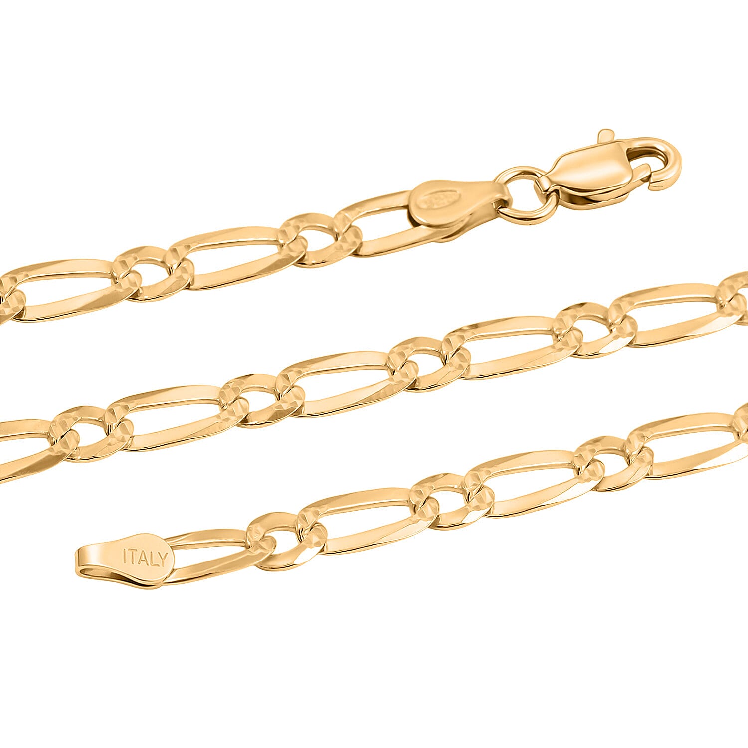 Italian Link Chain Necklace in 14K Yellow Gold Over Sterling Silver 11.30 Grams 24 Inches
