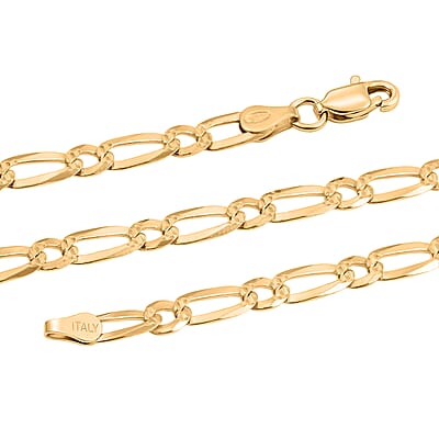 Italian Link Chain Necklace in 14K Yellow Gold Over Sterling Silver 11.30 Grams 24 Inches