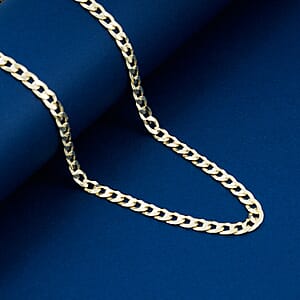 Italian 14K YG Over Sterling Silver Cuban Chain Necklace (24 Inches) (17 Grams)